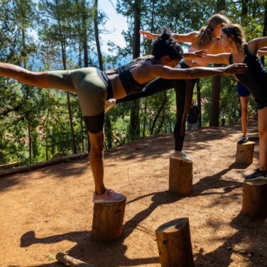 Practicing strength and balance is part of Euphoria’s fitness retreat that combines personal training and meal plans. 