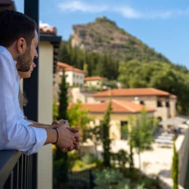 Euphoria Executive Suite Balcony with Valley View and Mystras Castle View