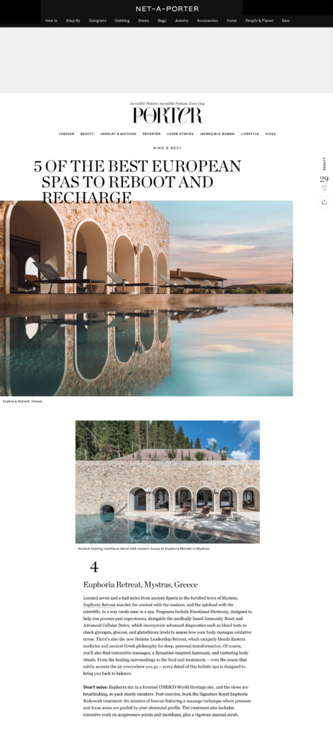 Euphoria Retreat Coverage on Net-A-Porter fashion magazine